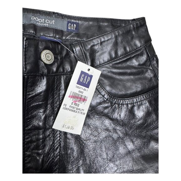 GAP Vintage Y2K Bootcut GENUINE LEATHER Straight Motorcycle Biker Pants Womens 0 - Picture 3 of 7